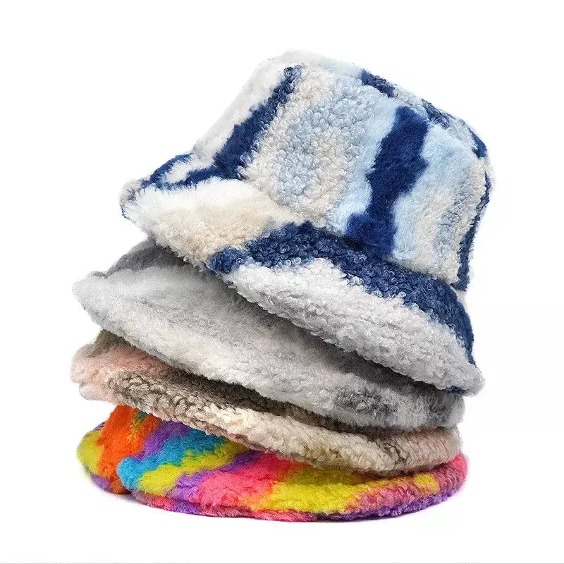 Warhol Fur Bucket Hat boater hat with bow in beach sunlight