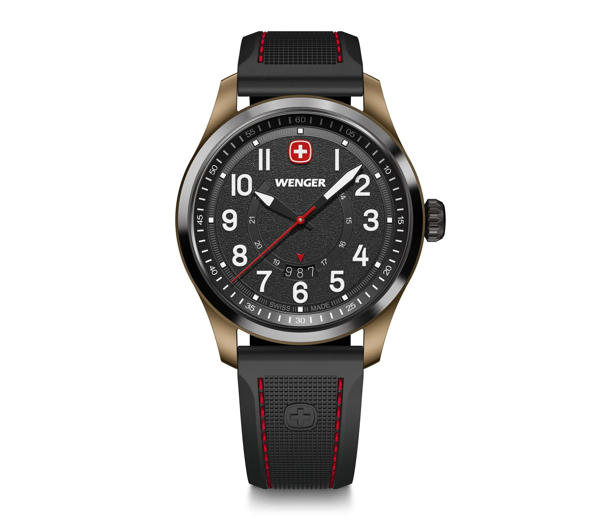 Wenger Terragraph 43 mm Black Dial Silicone Watch 01.0541.124 