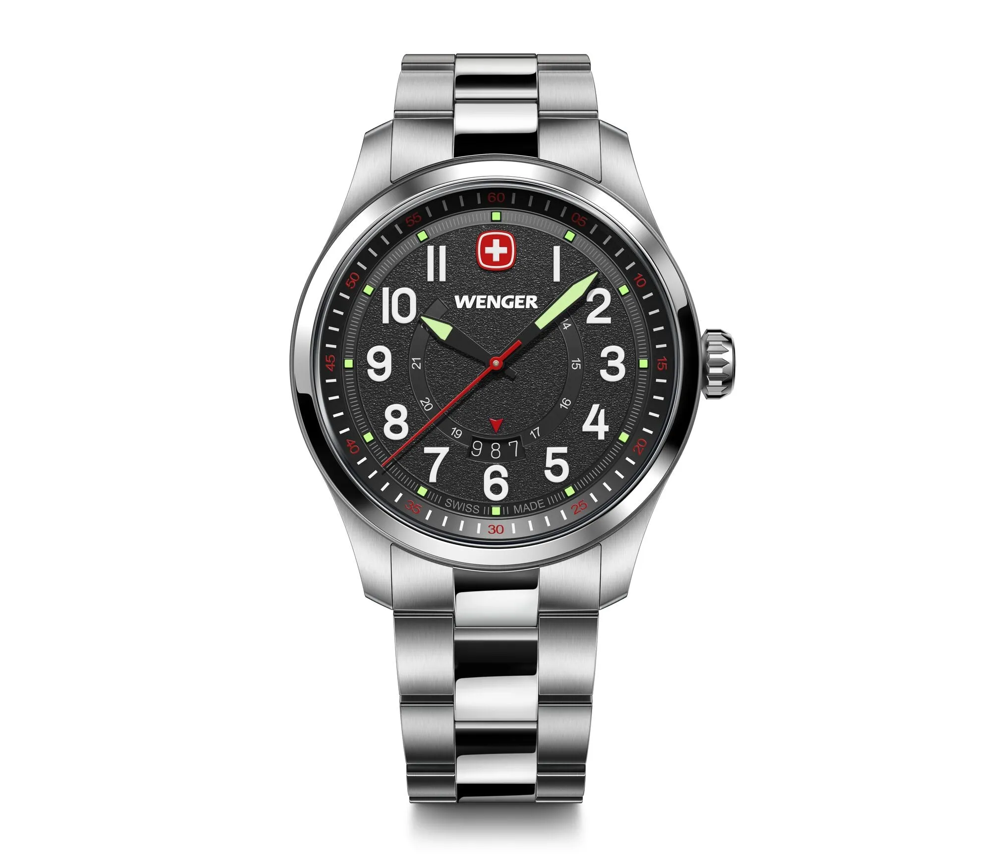 Wenger Terragraph 43 mm Black Dial Stainless Steel Watch 01.0541.122 