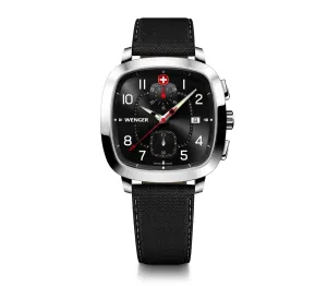 Wenger Vintage Sport Chrono 39.5mm Black Dial Leather Watch 01.1933.108 