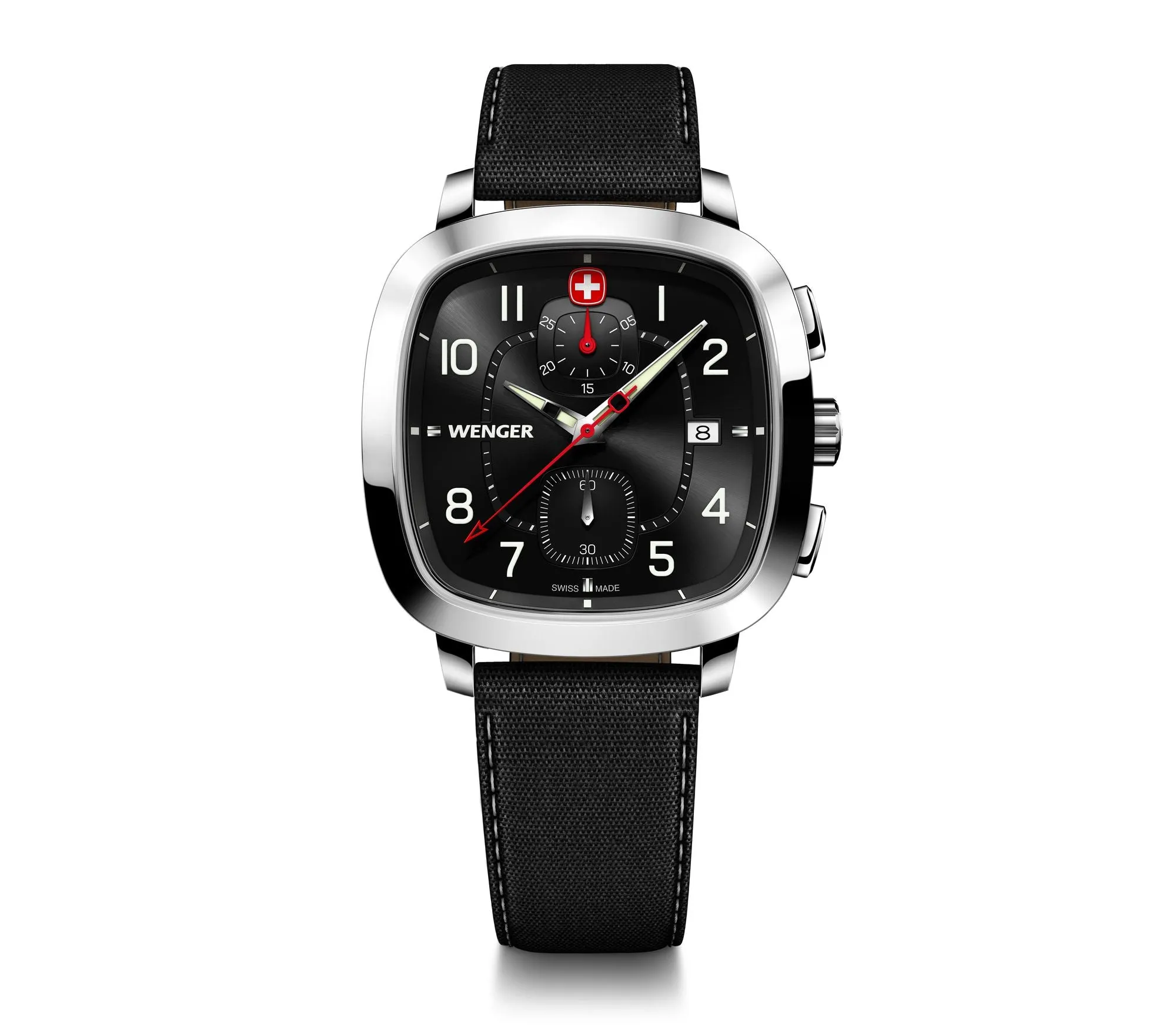Wenger Vintage Sport Chrono 39.5mm Black Dial Leather Watch 01.1933.108 