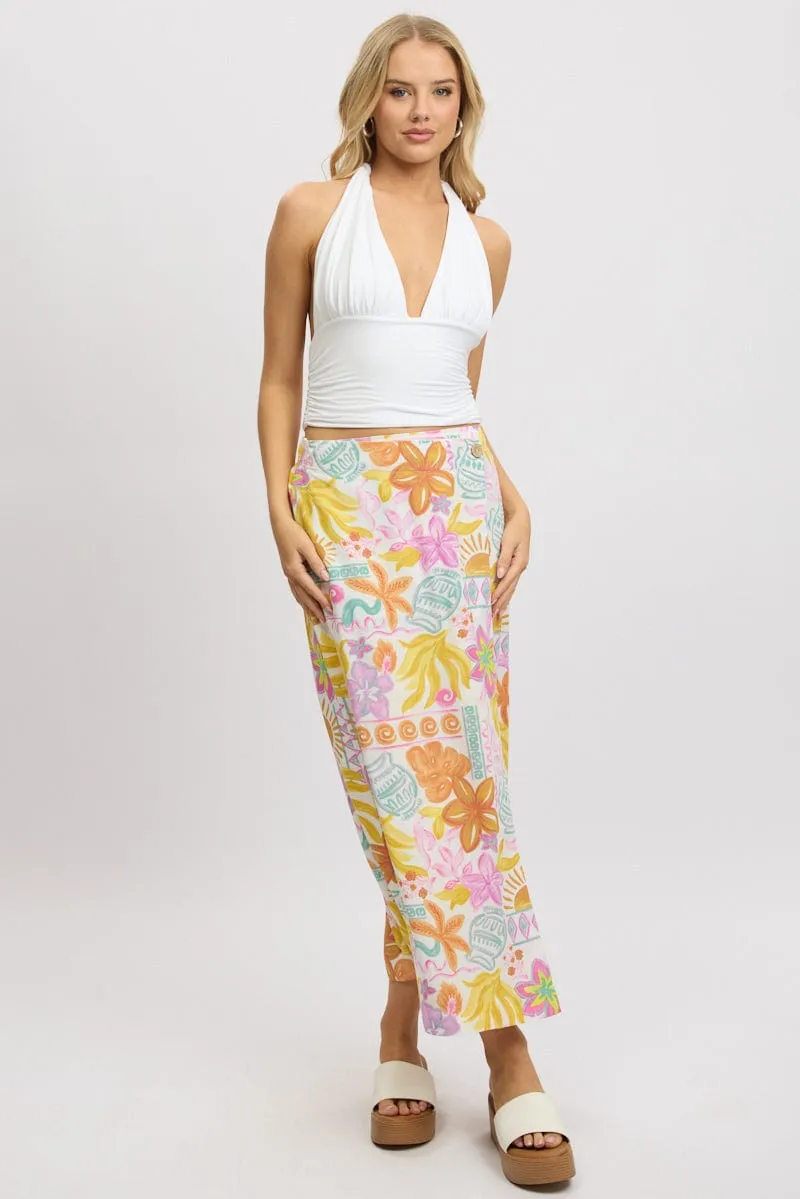 White Abstract Wrap Skirt High Waisted Midaxi,skirt,denim skirt,mini skirt,maxi skirt,jean skirt,skort,tennis skirt,pleated skirt,pencil skirt,bubble skirt,plisse skirt,fitted skirt,midi skirt,short skirt,short mini skirt,leather skirt,a line skirt