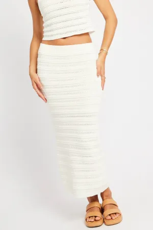 White Crochet Skirt High Rise Elastic Waistband Midi,skirt,denim skirt,mini skirt,maxi skirt,jean skirt,skort,tennis skirt,pleated skirt,pencil skirt,bubble skirt,plisse skirt,fitted skirt,midi skirt,short skirt,short mini skirt,leather skirt,a line skirt