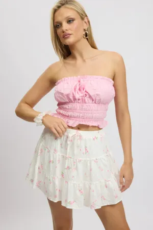 White Ditsy Skater Skirt High Rise Tiered Mini Lined,skirt,denim skirt,mini skirt,maxi skirt,jean skirt,skort,tennis skirt,pleated skirt,pencil skirt,bubble skirt,plisse skirt,fitted skirt,midi skirt,short skirt,short mini skirt,leather skirt,a line skirt,