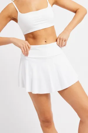 White Flare Mini Skort Skirt,skirt,denim skirt,mini skirt,maxi skirt,jean skirt,skort,tennis skirt,pleated skirt,pencil skirt,bubble skirt,plisse skirt,fitted skirt,midi skirt,short skirt,short mini skirt,leather skirt,a line skirt,Split skirt
