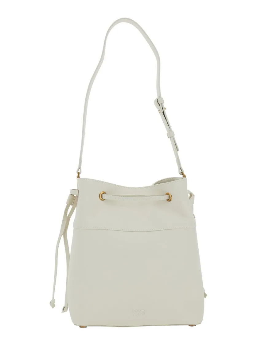 White Hammered Leather Bucket Bag