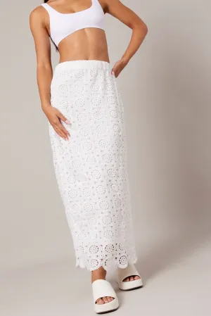 White Midi Skirt High Rise Lace,skirt,denim skirt,mini skirt,maxi skirt,jean skirt,skort,tennis skirt,pleated skirt,pencil skirt,bubble skirt,plisse skirt,fitted skirt,midi skirt,short skirt,short mini skirt,leather skirt,a line skirt
