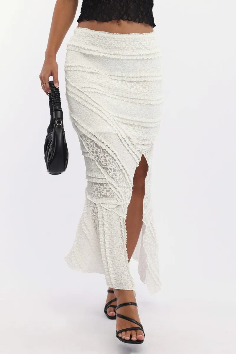 White Scarf Hem Lace Maxi