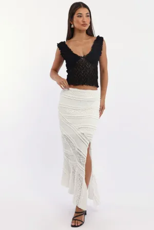 White Scarf Hem Lace Maxi,skirt,denim skirt,mini skirt,maxi skirt,jean skirt,skort,tennis skirt,pleated skirt,pencil skirt,bubble skirt,plisse skirt,fitted skirt,midi skirt,short skirt,short mini skirt,leather skirt,a line skirt