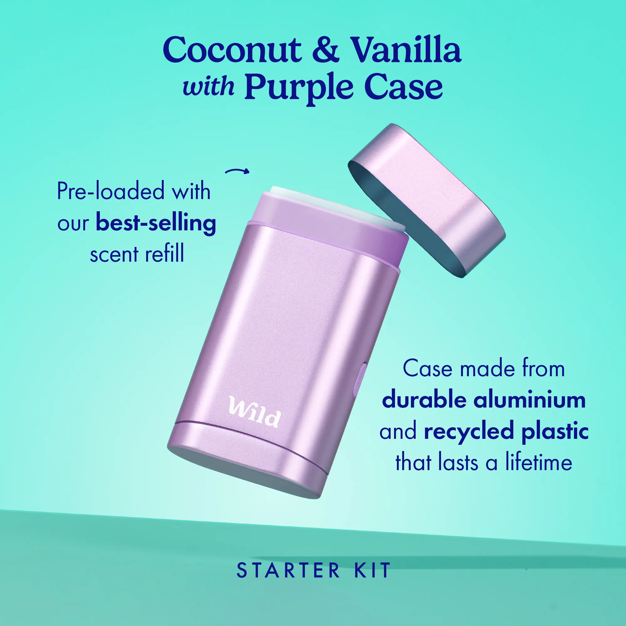 Wild Natural Deodorant Coconut & Vanilla Refillable Deodorant Starter Pack