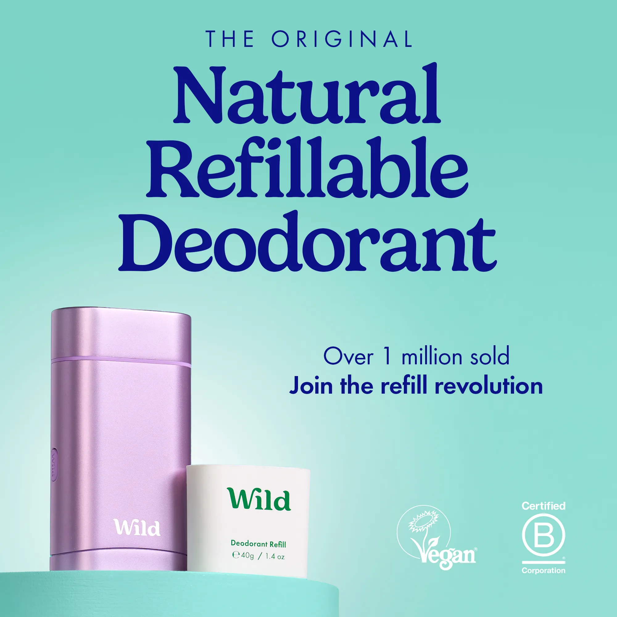 Wild Natural Deodorant Coconut & Vanilla Refillable Deodorant Starter Pack