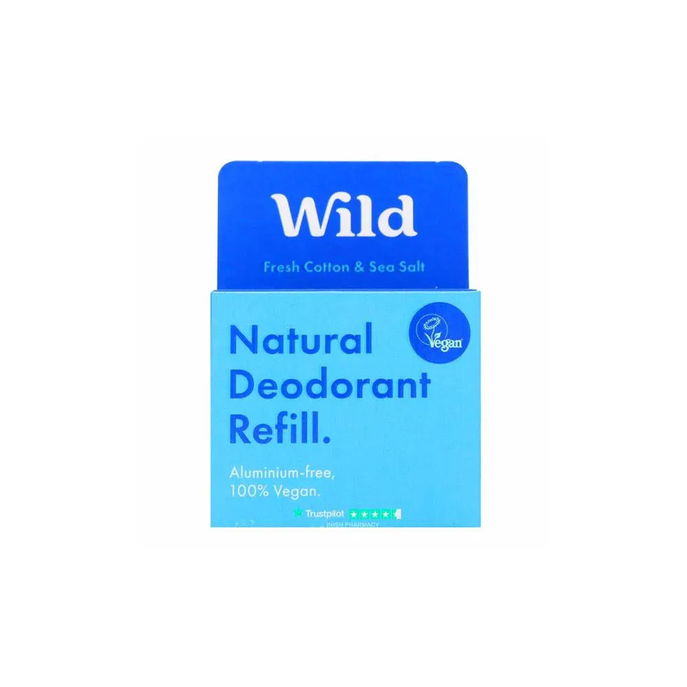 Wild Natural Deodorant Mens Cotton & Sea Salt Deodorant Refill 
