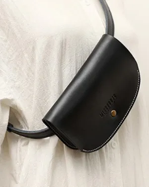Women Black LEATHER Fanny Pack Cute WOMEN Sling Bag Small Waist BAG FOR WOMEN Brown