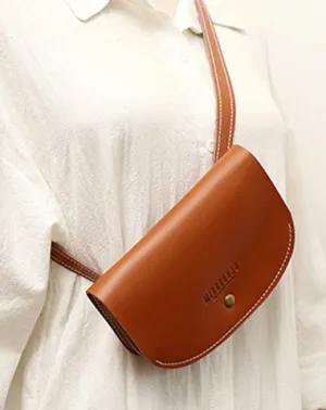 Women Brown LEATHER Fanny Pack Cute WOMEN Sling Bag Small Waist BAG FOR WOMEN Brown