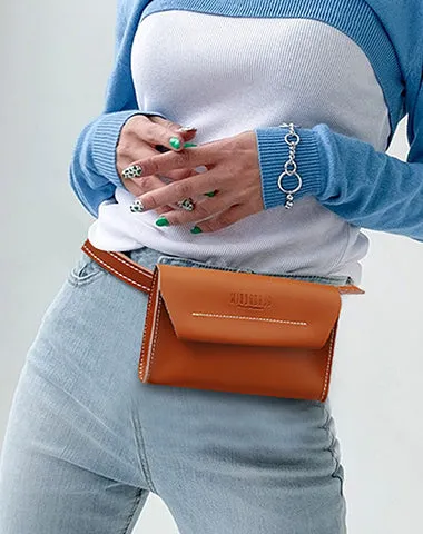 Women LEATHER Fanny Pack Cute WOMEN Brown Sling Bag Small Waist BAG FOR WOMEN Brown