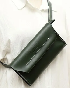 Women LEATHER Fanny Pack Cute WOMEN Green Sling Bag Small Waist BAG FOR WOMEN Brown