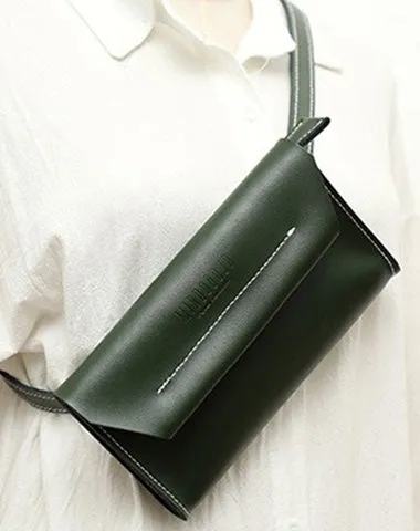 Women LEATHER Fanny Pack Cute WOMEN Green Sling Bag Small Waist BAG FOR WOMEN Brown
