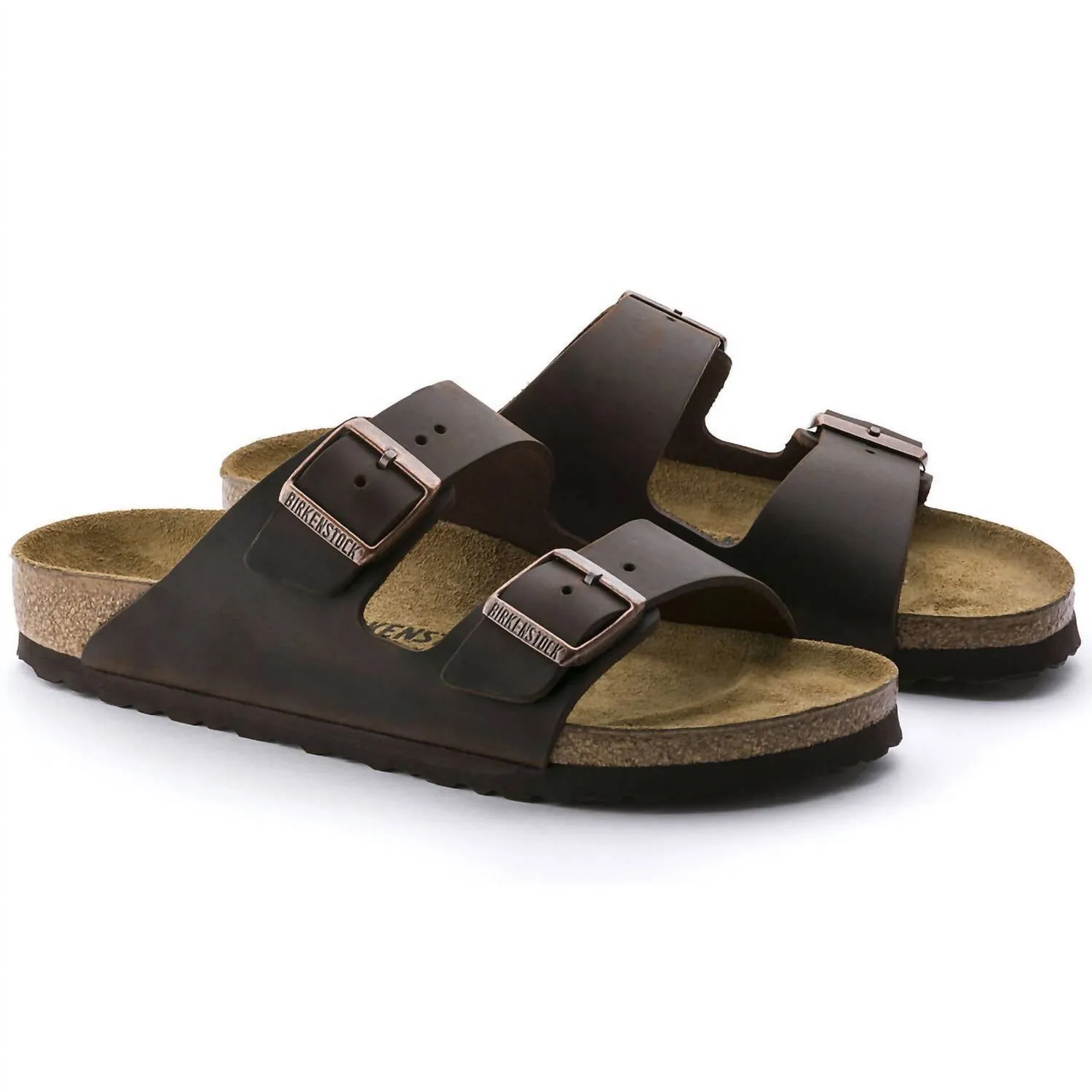 Sandales Arizona en cuir huilé pour femmes - Largeur étroite/moyenne en couleur Havane