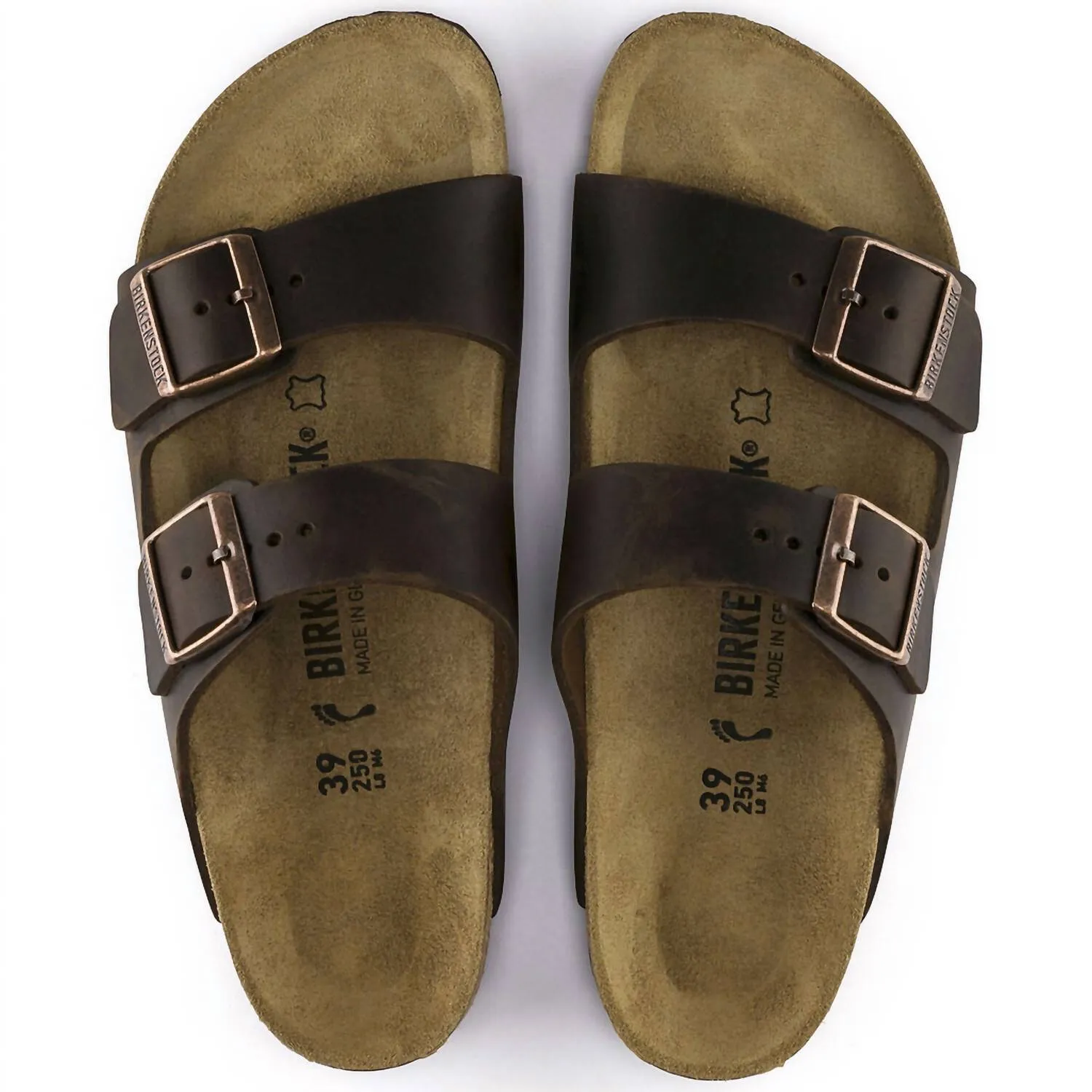 Sandales Arizona en cuir huilé pour femmes - Largeur étroite/moyenne en couleur Havane