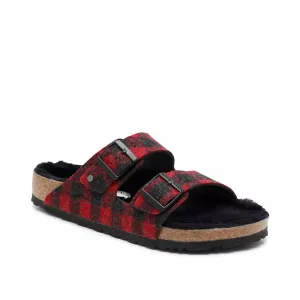 Sandale Arizona Rivet en peau de mouton pour femme à carreaux rouges