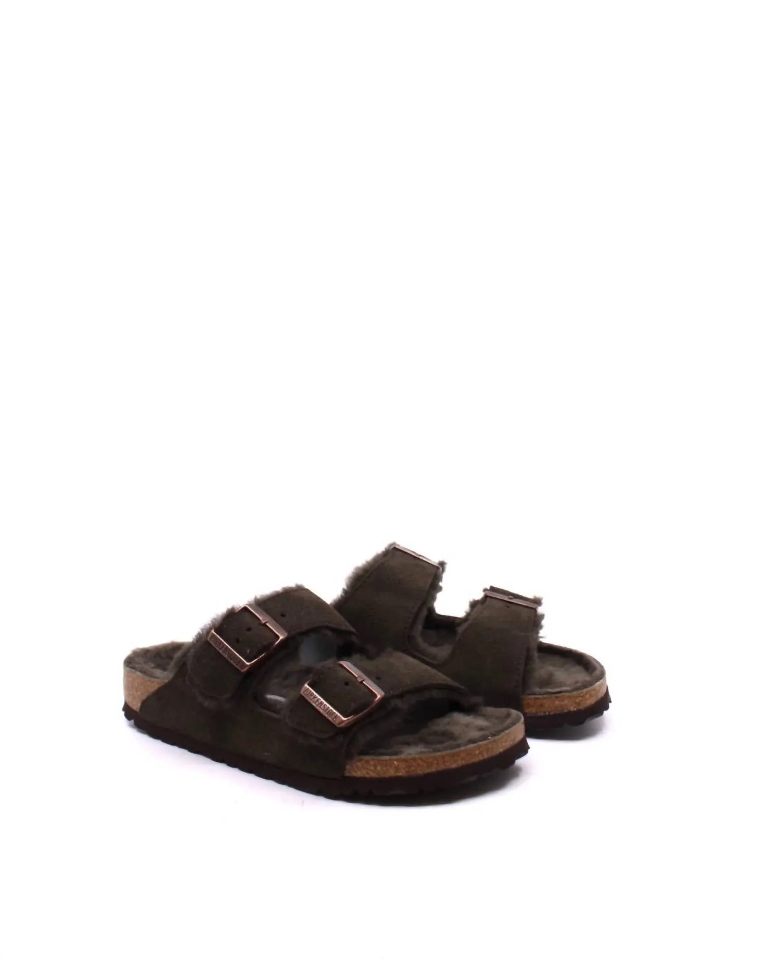 Sandale Arizona en peau de mouton pour femme - Étroite en couleur moka