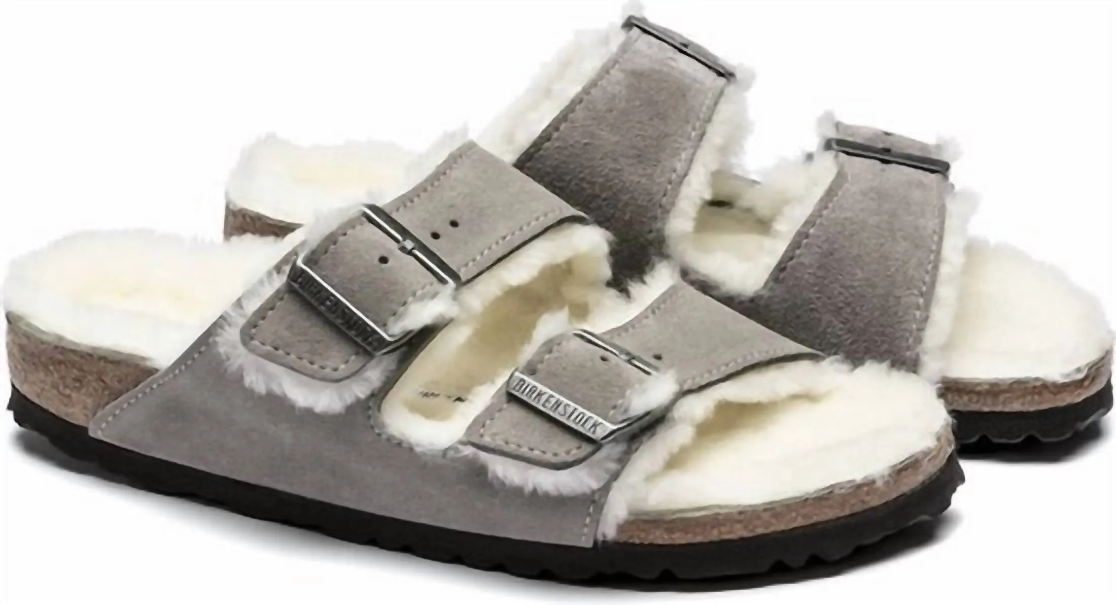 Sandales Arizona en peau de mouton pour femme en pierre coin