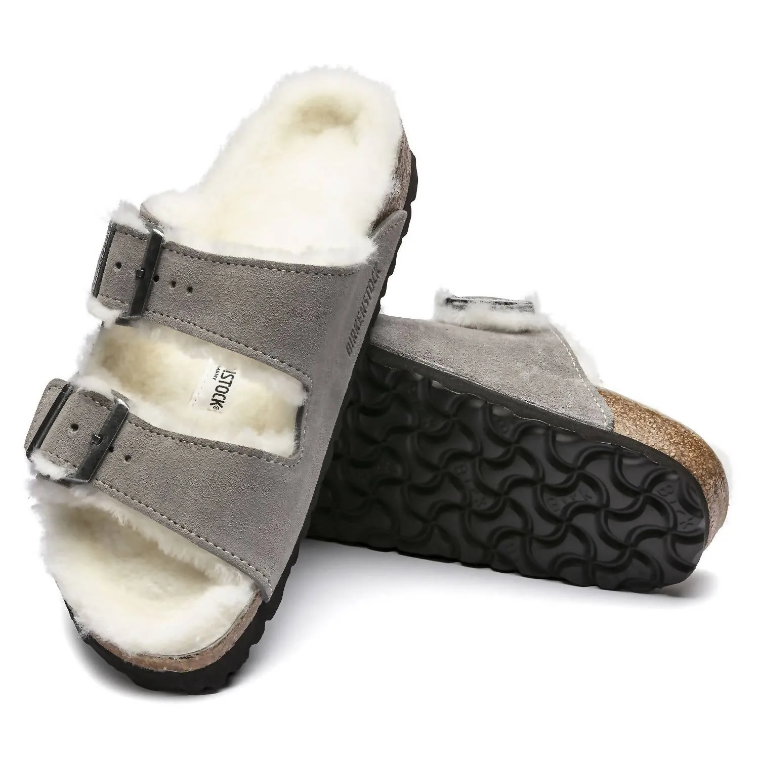 Sandales Arizona en peau de mouton pour femme en pierre coin