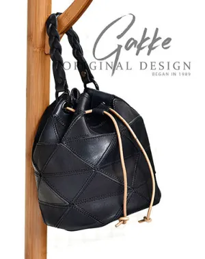 Womens Black Leather Bucket Shoulder Bag Purse Vintage Split Joint Barrel Round Handbag Crossbody Purse for Women cheap online
