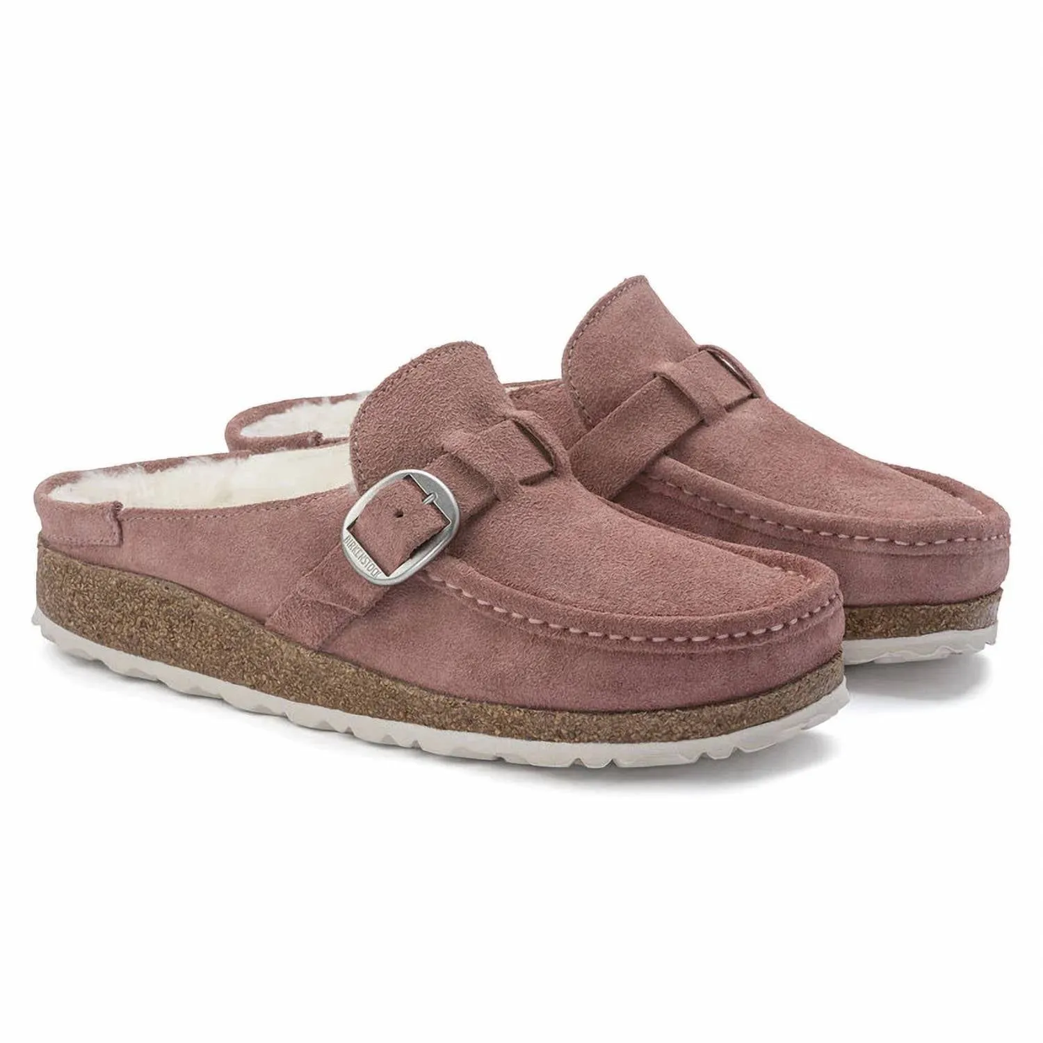 Mocassin sabot en peau retournée Buckley pour femme en argile rose