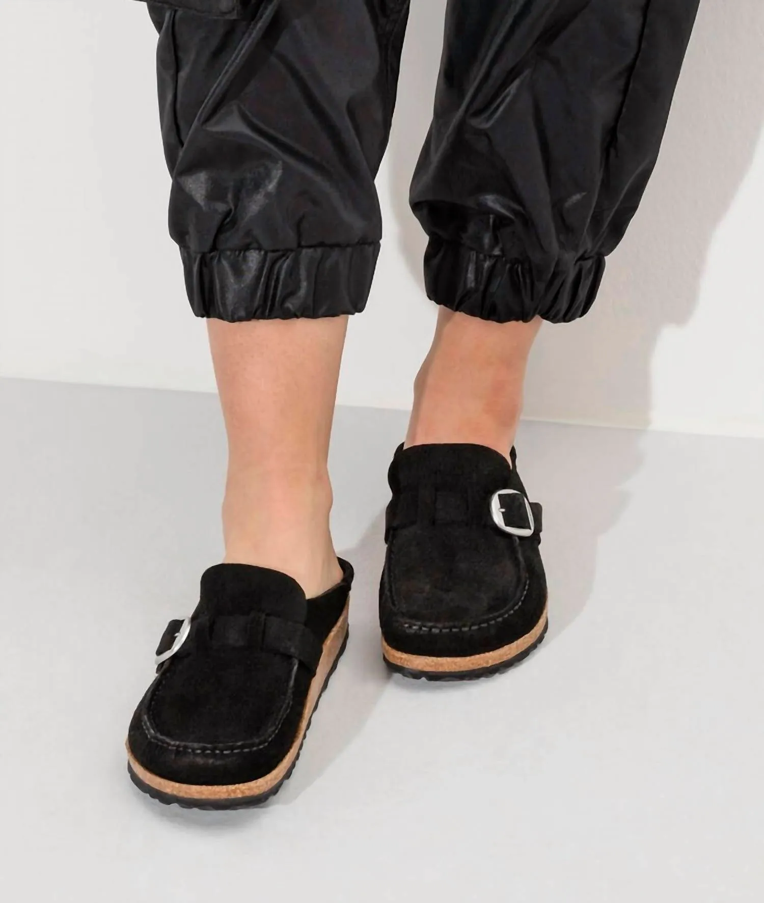 Sandale Buckley en Suède et Cuir pour Femme en Noir