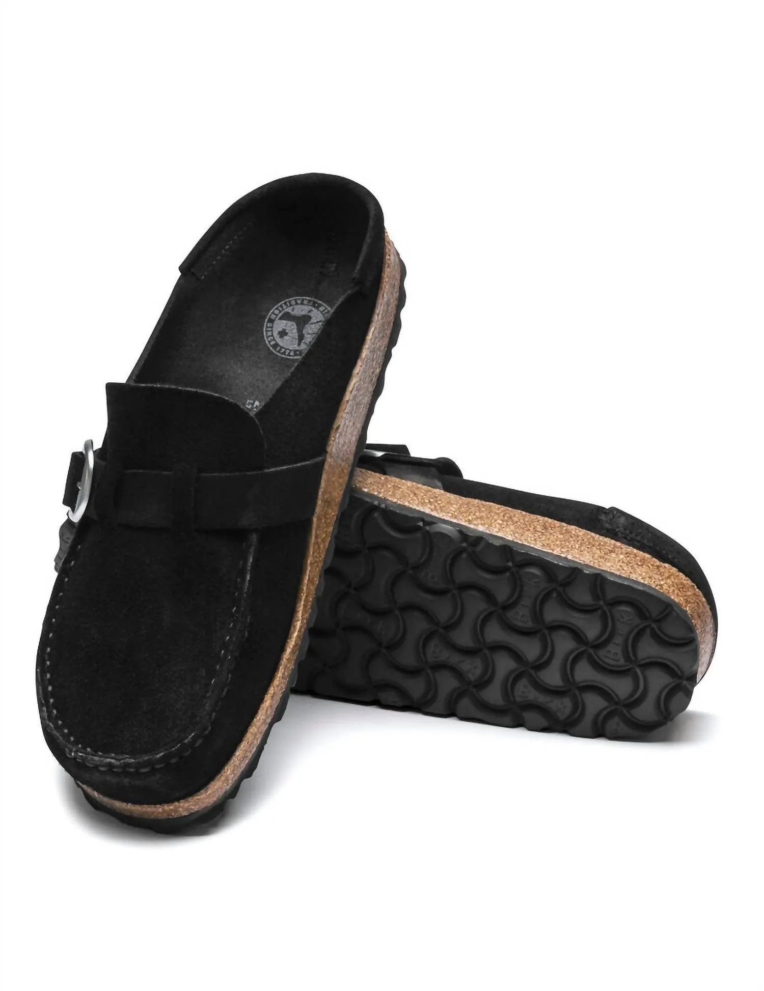 Sandale Buckley en Suède et Cuir pour Femme en Noir