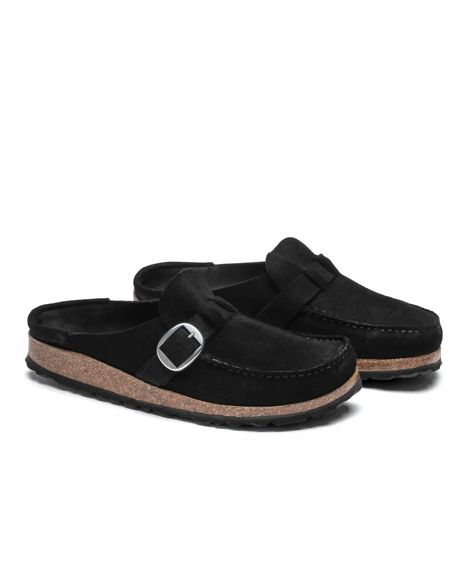 Sandale Buckley en Suède et Cuir pour Femme en Noir