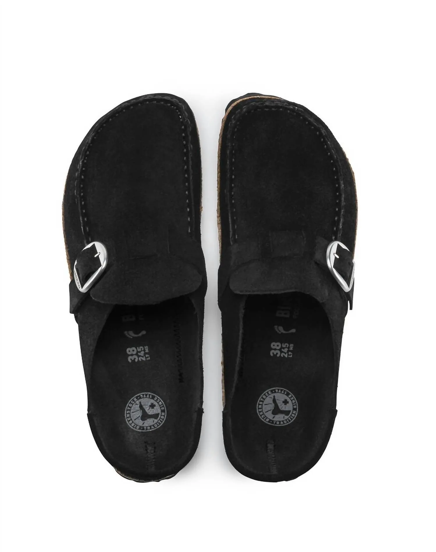 Sandale Buckley en Suède et Cuir pour Femme en Noir