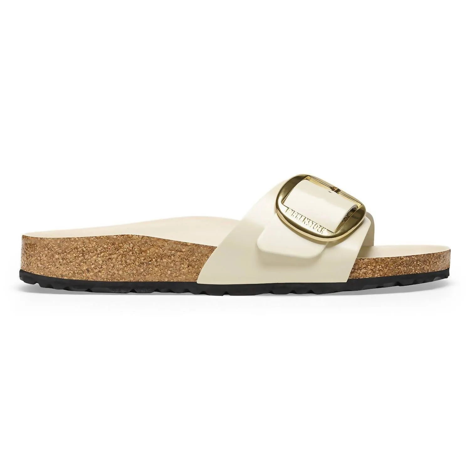 Sandale Madrid à grande boucle pour femme - Largeur étroite en écru brillant