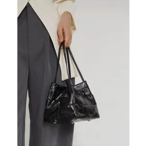 Women's Soft Luxurious Calfskin Leather Handwoven Bucket Shoulder Bag, Crossbody Bag bucket bags for sale