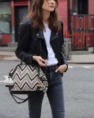 Woven Black and White Devon Holdall crossbody bags low price