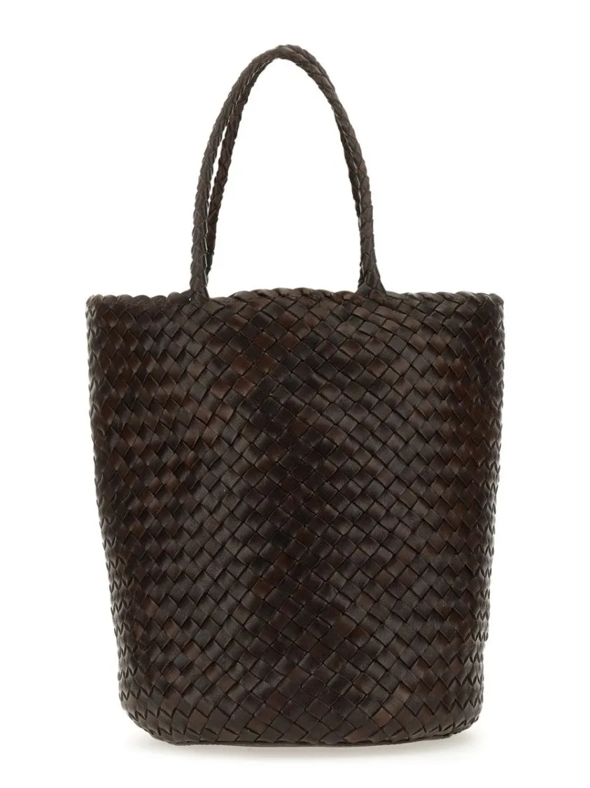Woven Bucket Bag With Structured Silhouette And Robust Handles