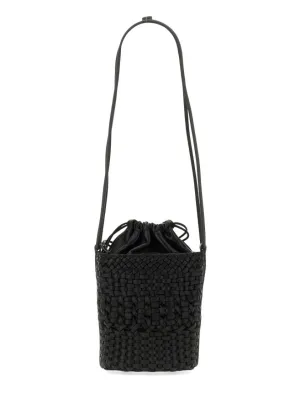 Woven Calf Leather Bag With Drawstring Closure stylish bucket bags