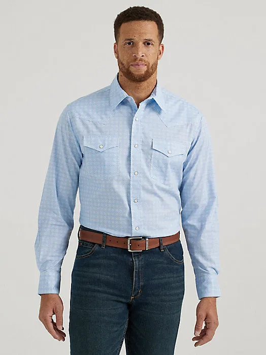 Chemise Western Wrangler à pression en Bleu Concentrique Wrangler Clothing