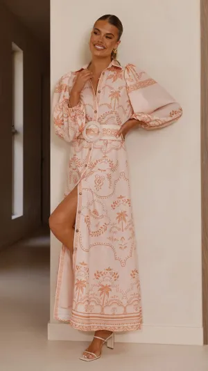Xander Long Sleeve Maxi Dress - Natural,prom dresses,wedding guest dresses,homecoming dresses,bridesmaid dresses,cocktail dresses,women clothing,summer dresses,formal dresses,sundresses,mother of the bride dresses,quince clothing,bodycon dress,dress casual