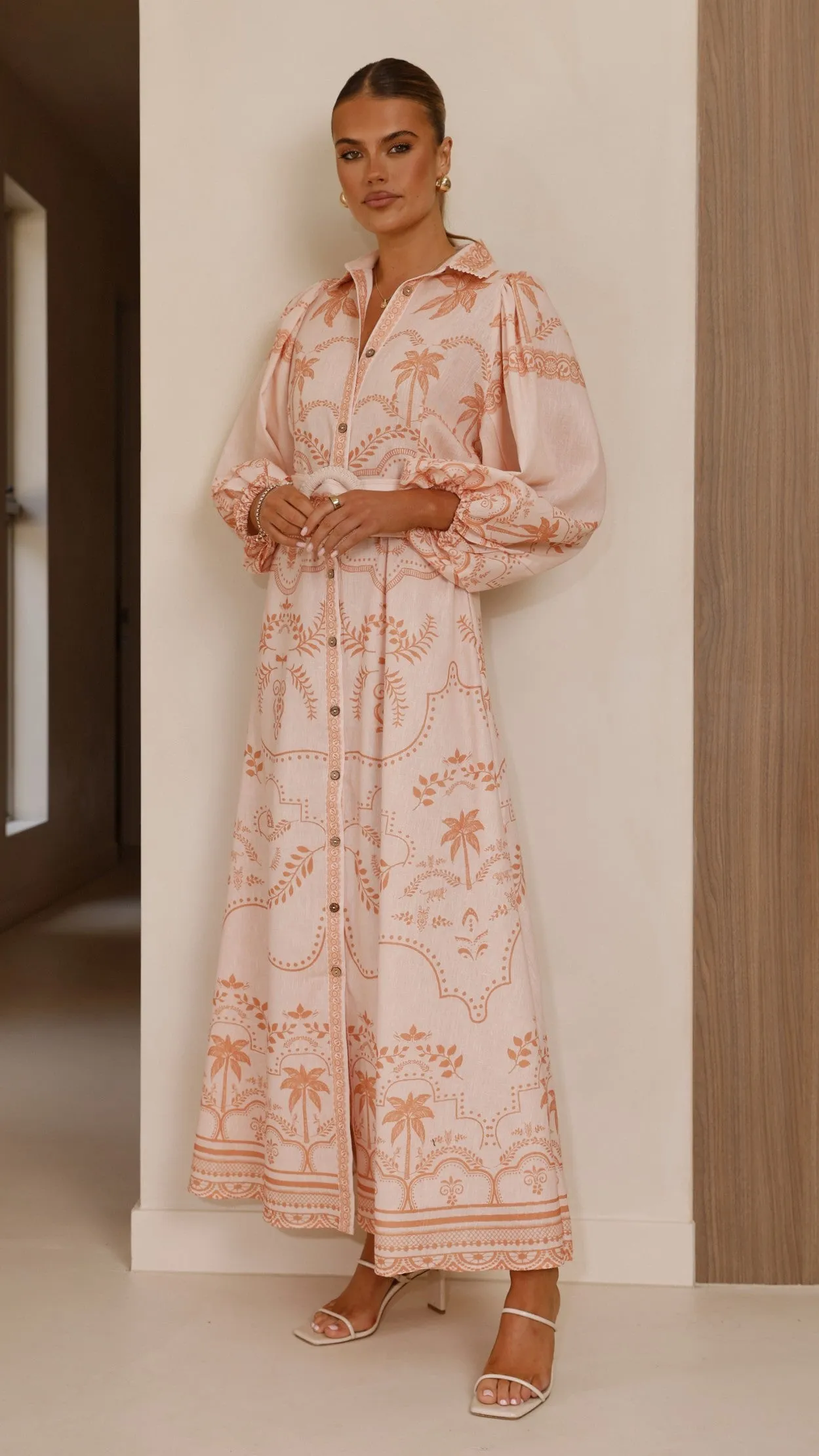 Xander Long Sleeve Maxi Dress - Natural