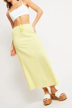 Yellow Midaxi Skirt Relaxed Fit Elastic Waist,skirt,denim skirt,mini skirt,maxi skirt,jean skirt,skort,tennis skirt,pleated skirt,pencil skirt,bubble skirt,plisse skirt,fitted skirt,midi skirt,short skirt,short mini skirt,leather skirt,a line skirt