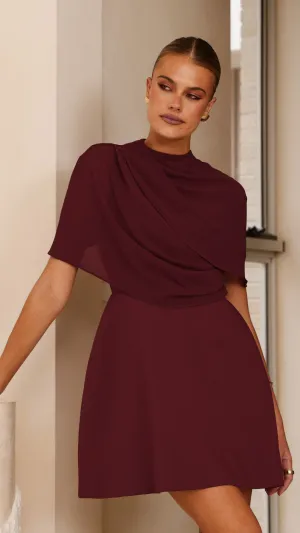 Zahni Mini Dress - Wine,prom dresses,wedding guest dresses,homecoming dresses,bridesmaid dresses,cocktail dresses,women clothing,summer dresses,formal dresses,sundresses,mother of the bride dresses,quince clothing,bodycon dress,dress casual,dress design,dr