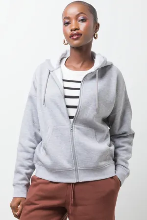 Zip Through Hooded Tracktop Grey,women t-shirt cotton,women t-shirt top,boutique women's clothing
